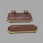 Calamaio con vassoio portapenne in porfido egiziano e bronzo