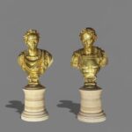 Coppia bustini in bronzo dorato di imperatori romani